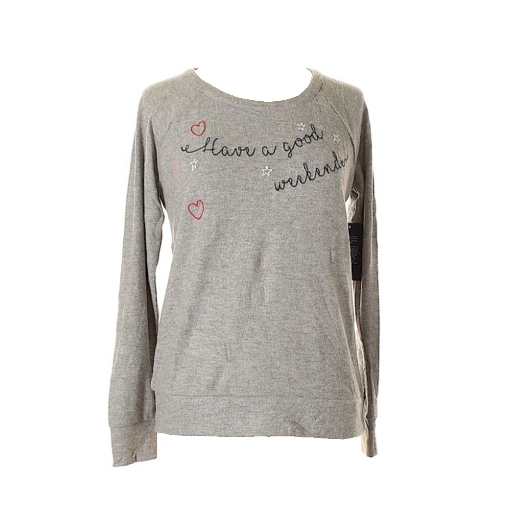 new Chaser ✰ Have a Good Weekend Embroidered Sweater Sweatshirt Pullover ✰ Gray - Picture 5 of 13